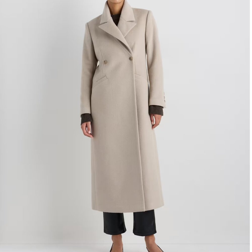 Quince Cream Double-Breasted Coat